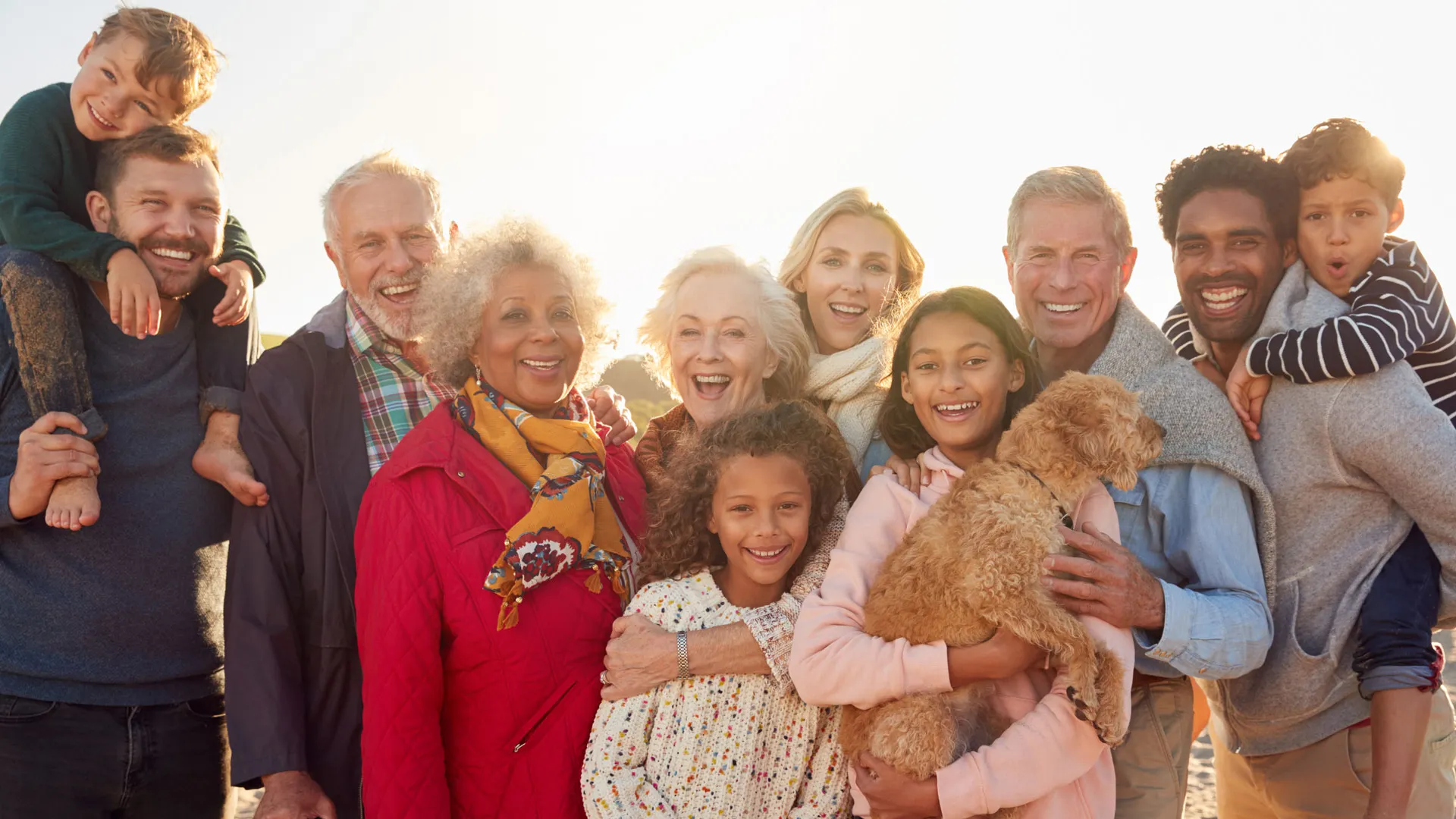 Beautiful portrait of a multiracial friends and family reunion